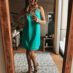 Teal Skinny Strap Dress